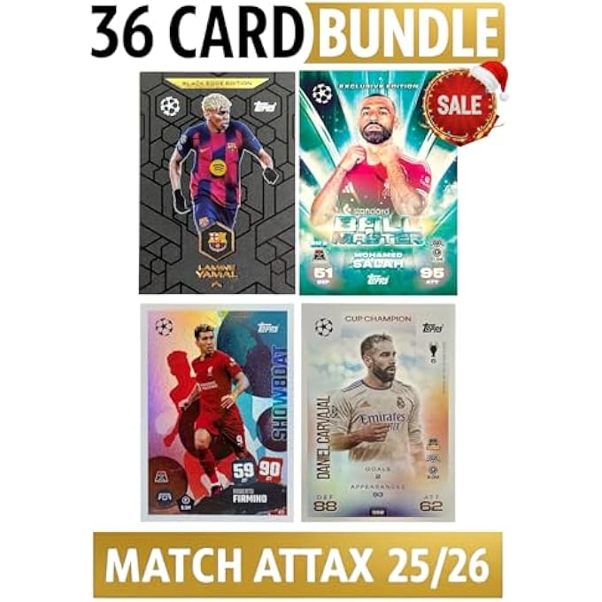 rayihni SUPER RARE 36-CARD BUNDLE: LAMINE YAMAL, SALAH, FIRMINO, CARVAJAL +32 BONUS CARDS  MATCH ATTAX 2025/2026 (25/26)  FOOTBALL TRADING CARDS - Image 1
